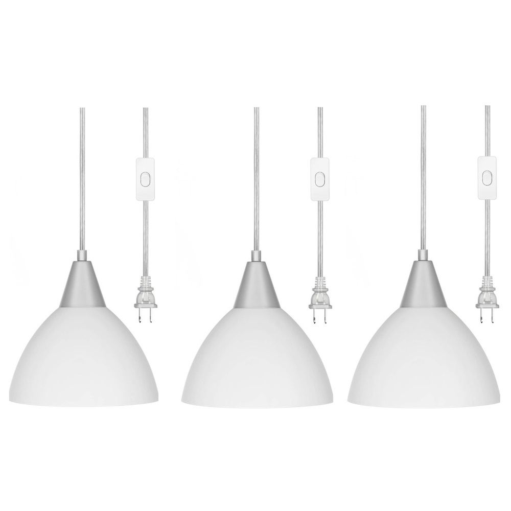Set of 3 Plug in Pendant Lights, Hanging Lights with 15Ft Clear Cord